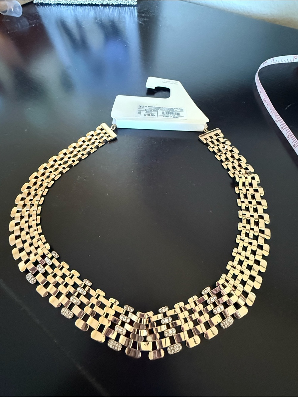 NWT Gold tone Multi-Row Crystal Collar Necklace
